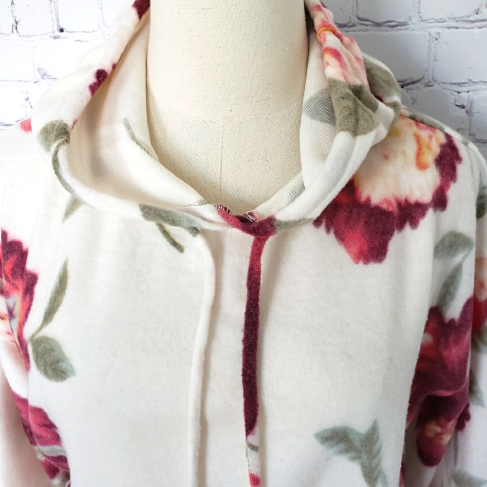 EXCLUSIVE ONE Long Sleeve Super Soft Cozy Fleece Floral Hoodie--NEW--L - Picture 2 of 14
